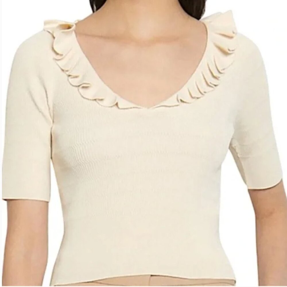 SANDRO PARIS LIYAH SWEATER Cream Size 3/Large